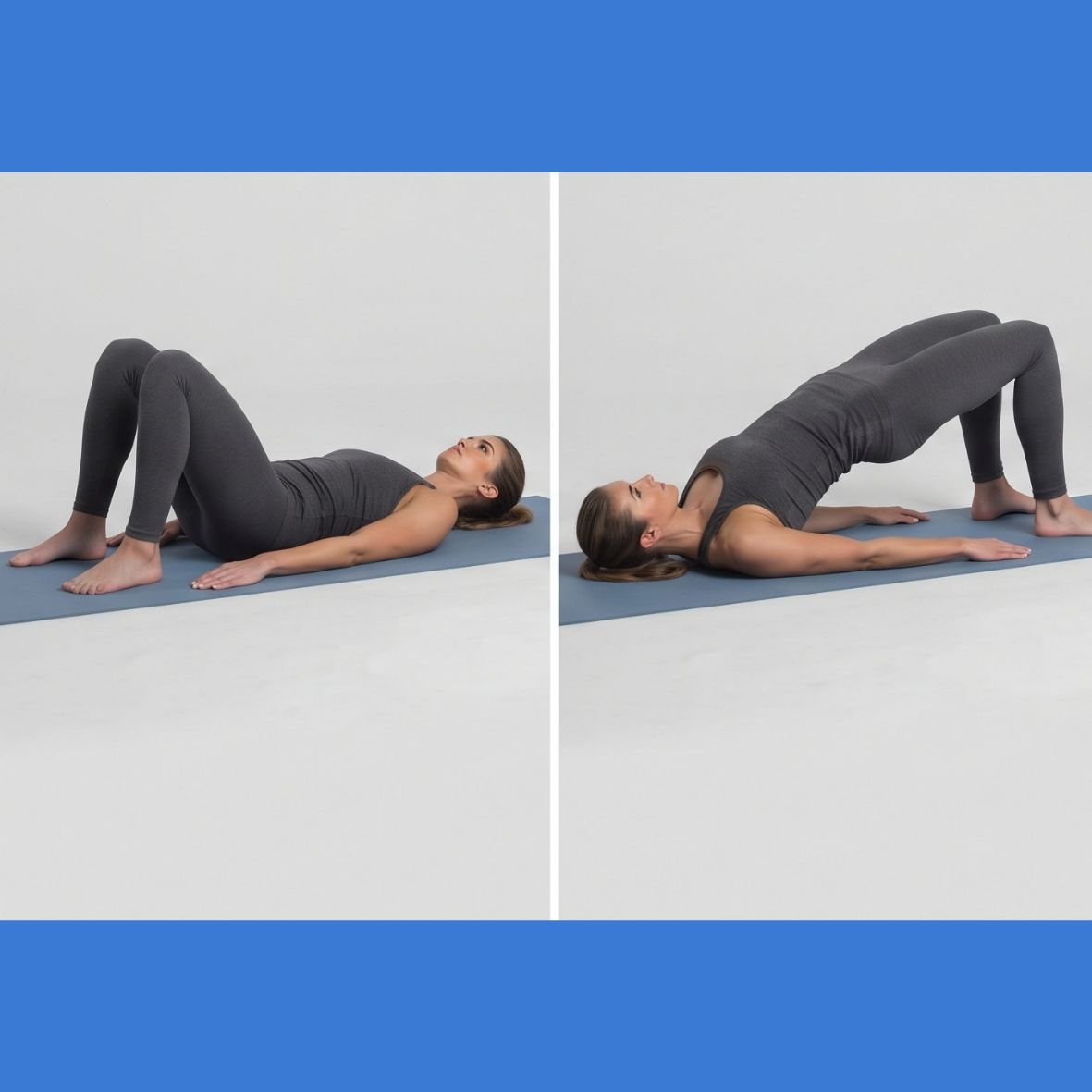 Glute bridge exercise lying on a mat